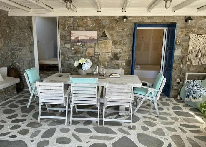 Дом отдыха Scenic Stylish 2 Bd House Facing The Sea Elia (Mykonos)